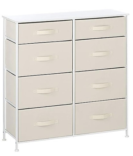 8 Drawer Slim Organiser - Cream and White