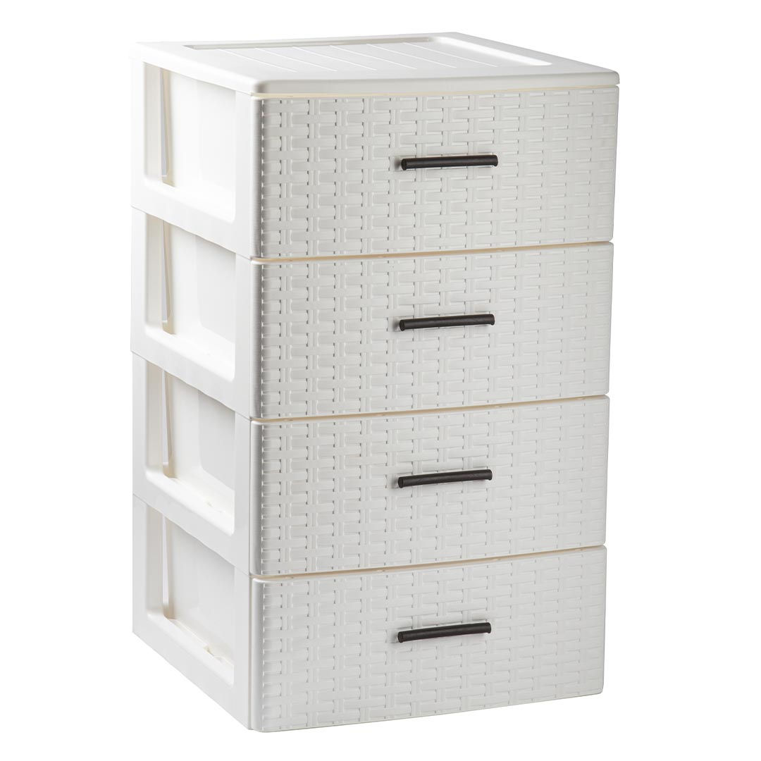 Storage unit 4 drawers Rin Rattan Ivory