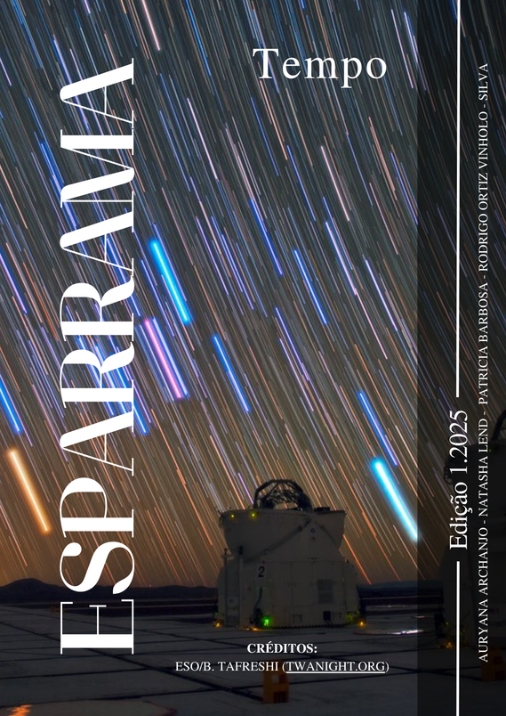 Capa da revista esparrama 2ª edição. estrelas deixando rastro no céu devido ao tempo de exposição da câmera.