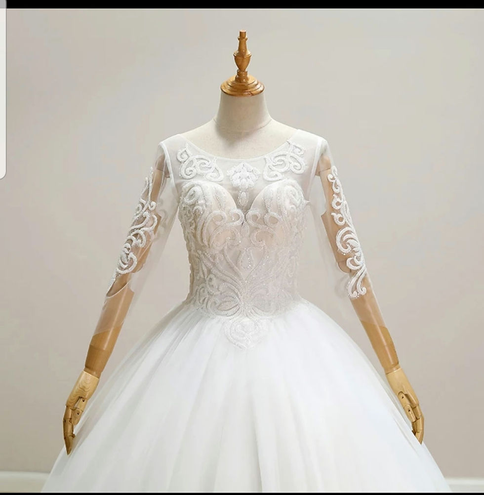 Thumbnail: Charming Long Sleeve Bridal Ball Gown Beaded Lace Corset Wedding Dresses MD433