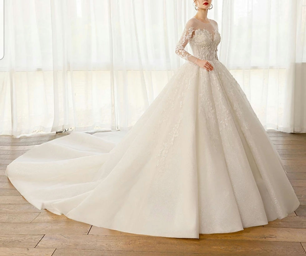 Thumbnail: Luxury Beaded Lace Long Sleeve A Line Ivory Corset Wedding Dresses MD431