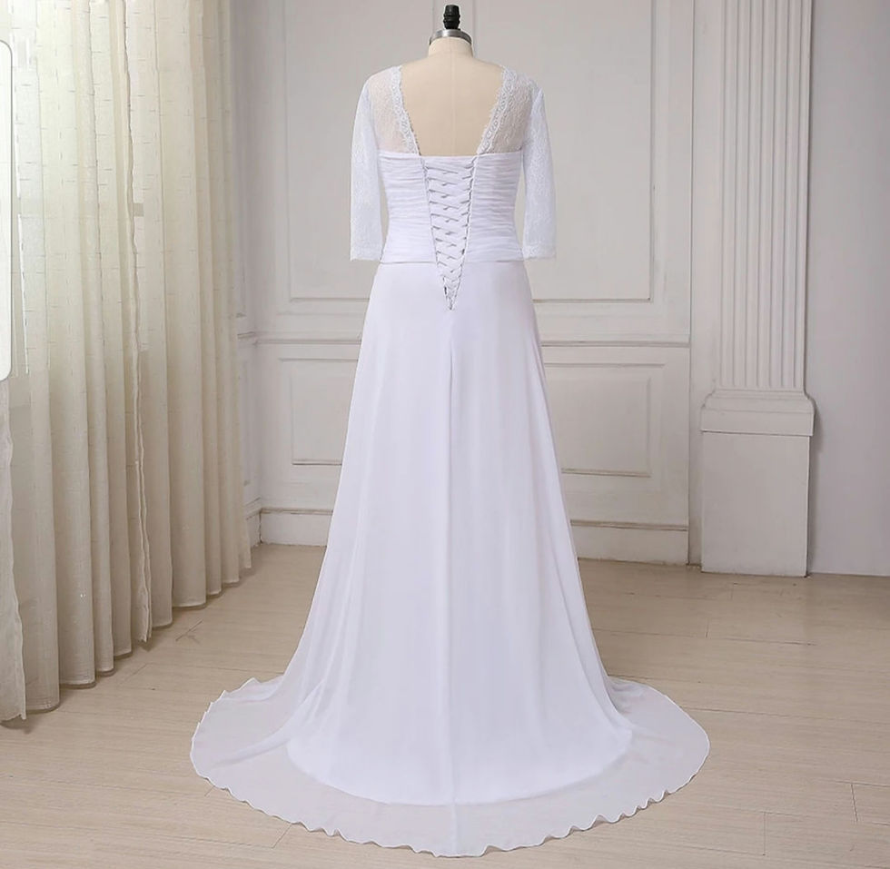 Thumbnail: Simple Half Sleeve Chiffon A Line Sweetheart Plus Size Wedding Dress MD579