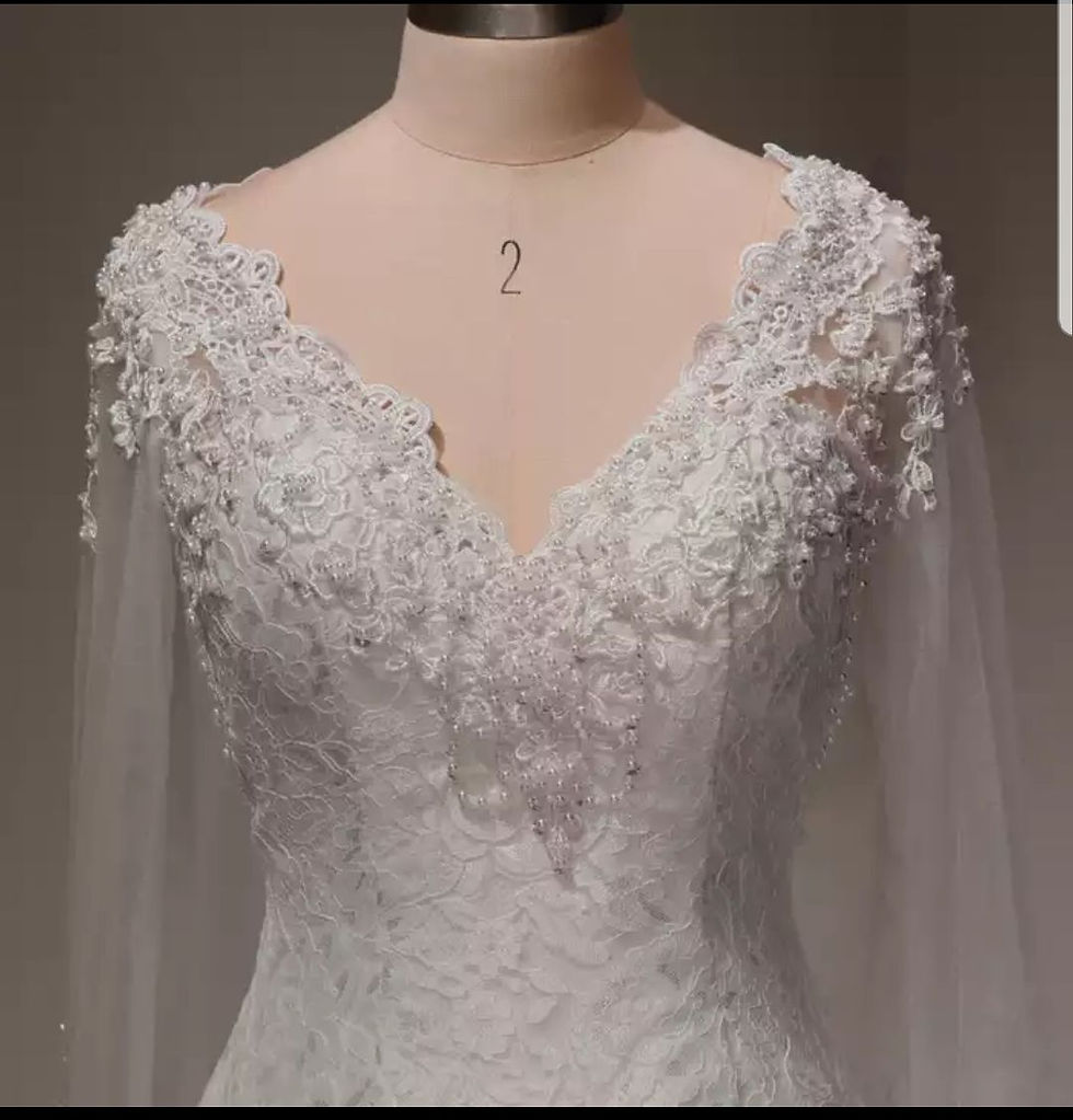 Thumbnail: Gorgeous Long Sleeve Mermaid Bridal Gown Pearls Lace Wedding Dresses MD311