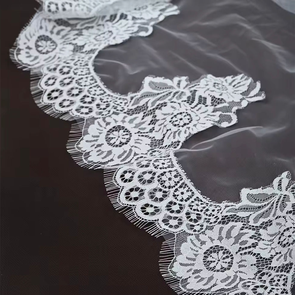 Thumbnail: 1 Layer Bridal Veil Cathedral Scalloped Lace Edge Wedding Veil with Comb MD449
