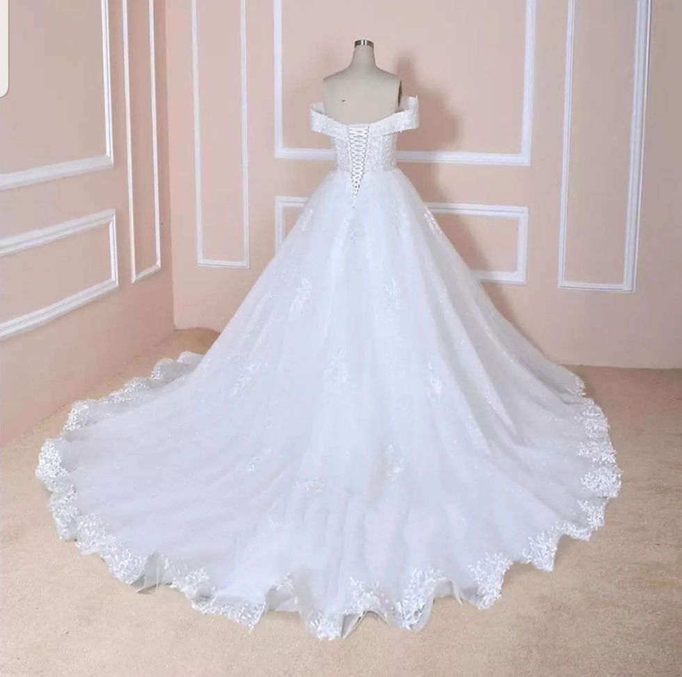 Thumbnail: Charming Off Shoulder Beaded Lace A Line Sweetheart GlitterWedding Dresses MD071