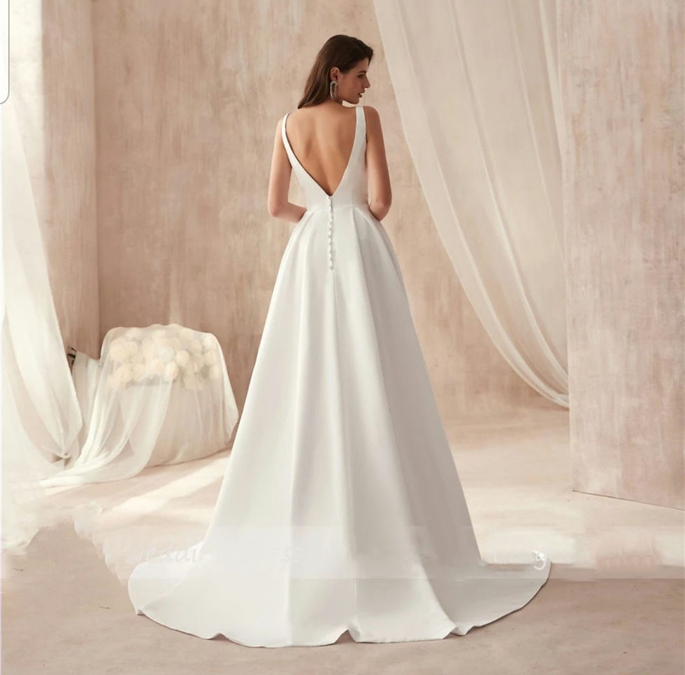 Thumbnail: Simple Sleeveless Bridal Satin A Line Beach Wedding Dress MD635 