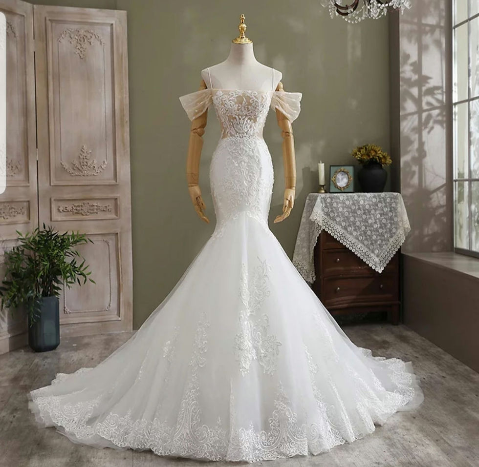 Thumbnail: Beautiful Off shoulder Lace Mermaid Bridal Gown Beach Wedding Dresses MD078