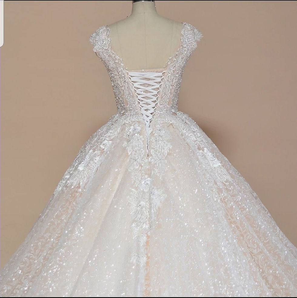 Thumbnail: Luxury Cap Sleeve Sparkly Beaded Lace Ball Gown Wedding Dresses MD623
