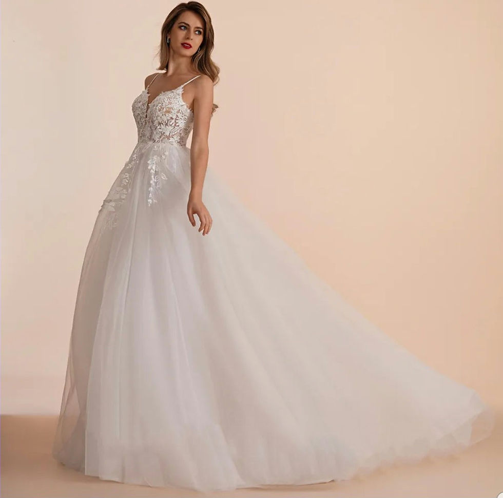 Thumbnail: UK Spaghetti Strap Bridal Gown Sequins Lace A Line Beach Wedding Dresses MD837