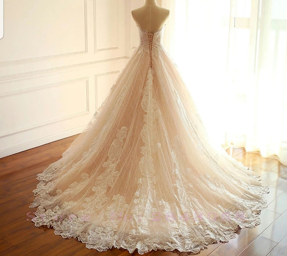 Thumbnail: Beautiful Lace Strapless Champagne Tulle A Line Sweetheart Wedding Dresses MD632