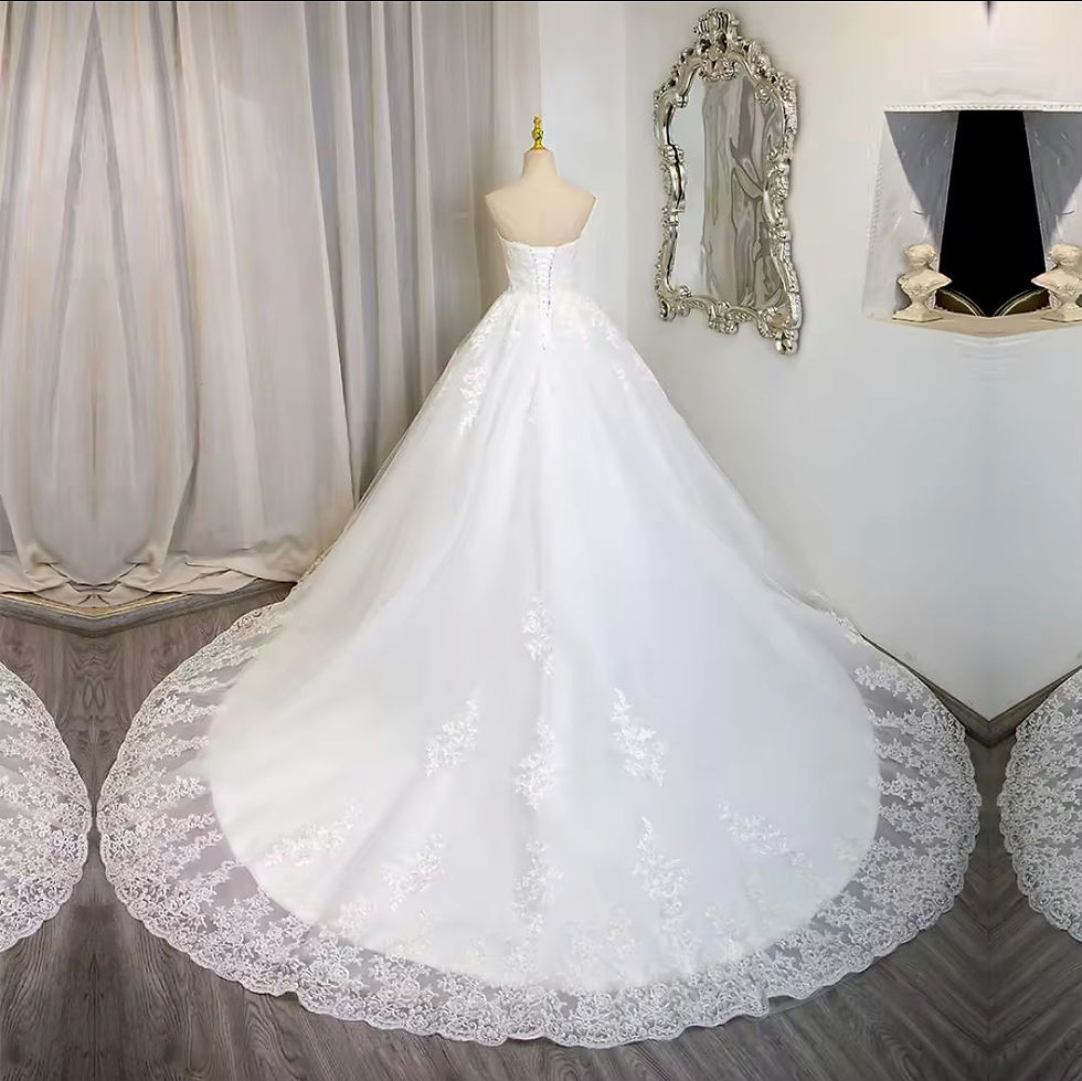 Thumbnail: Luxury Strapless Bridal Lace A Line Sweetheart Ball Gown Wedding Dresses MD846