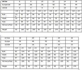 Size Guide | England | Millian Dresses Size Guide | England | Millian Dresses