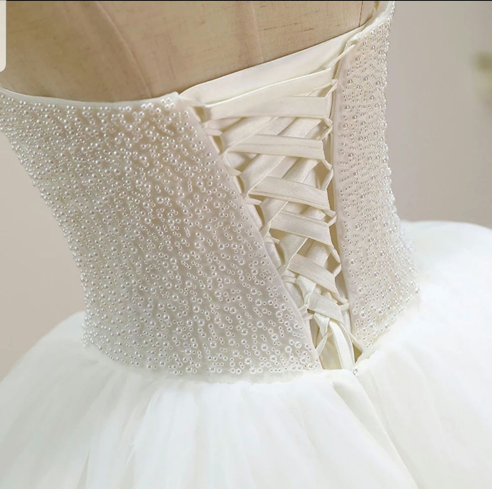 Thumbnail: Strapless Pearls Tulle A Line Floor Length Sweetheart Wedding Dresses MD743