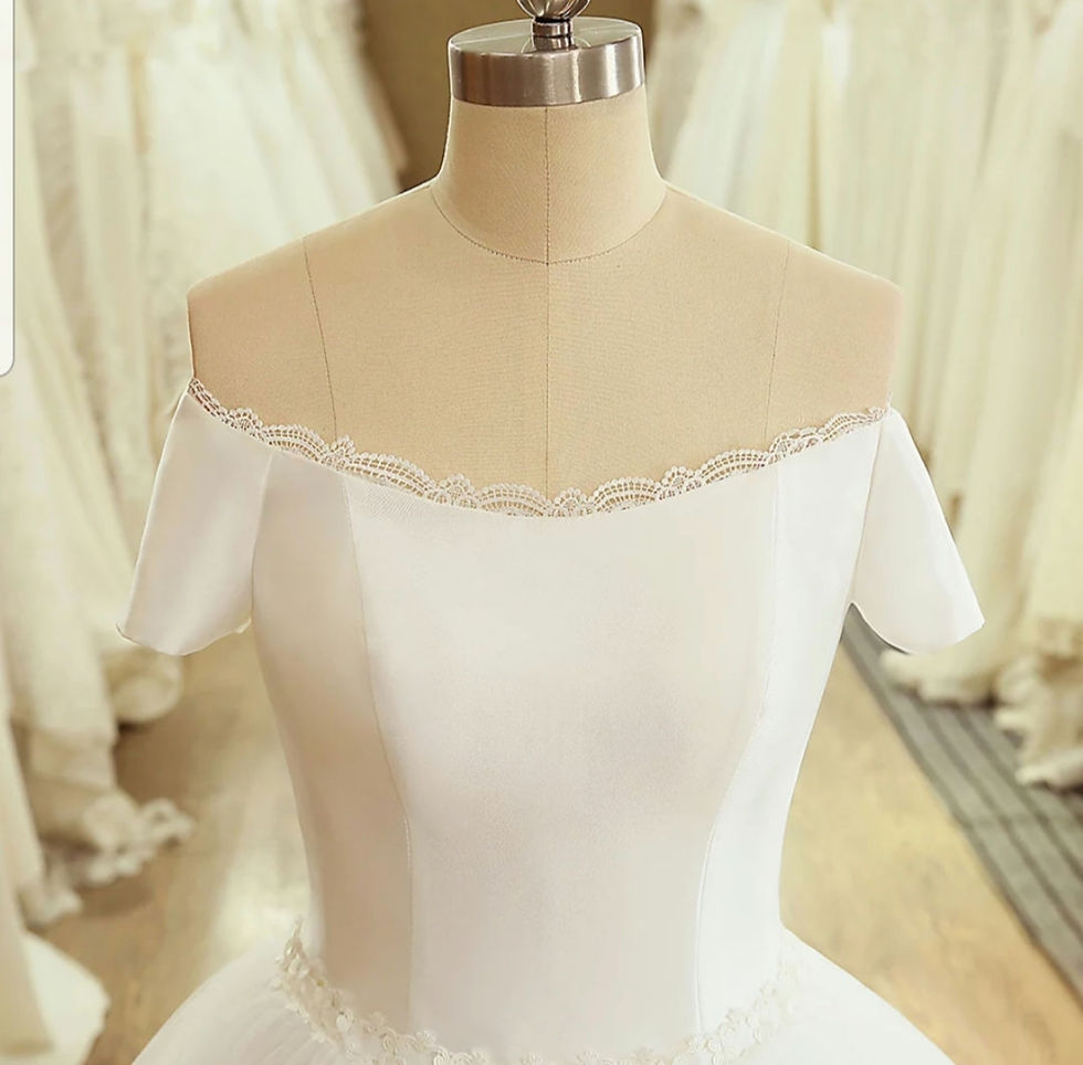 Thumbnail: Luxury Bridal Gown Satin Short Sleeve A Line Corset Back Wedding Dress MD622