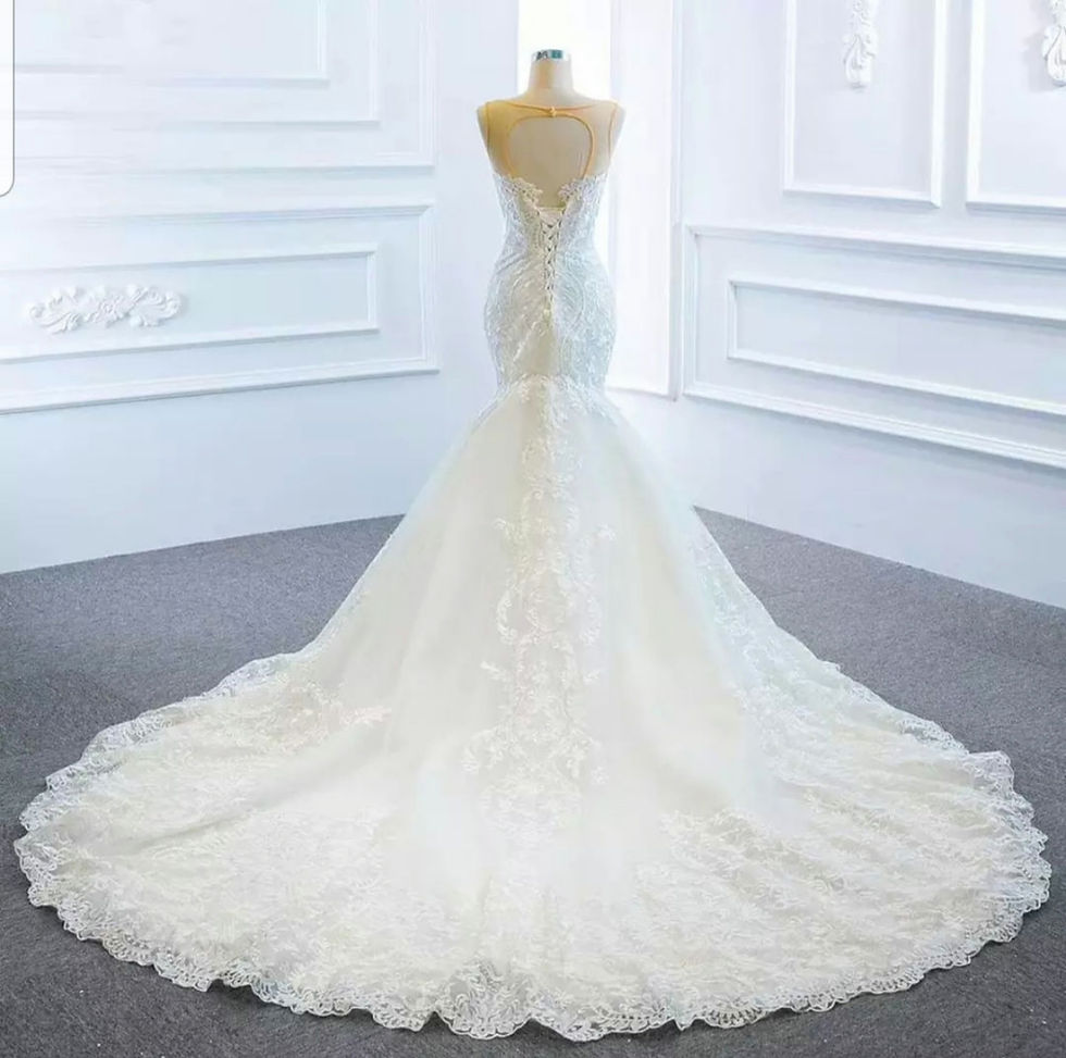 Thumbnail: Beautiful Lace Sleeveless Mermaid Detachable Cape Wedding Dress MD528