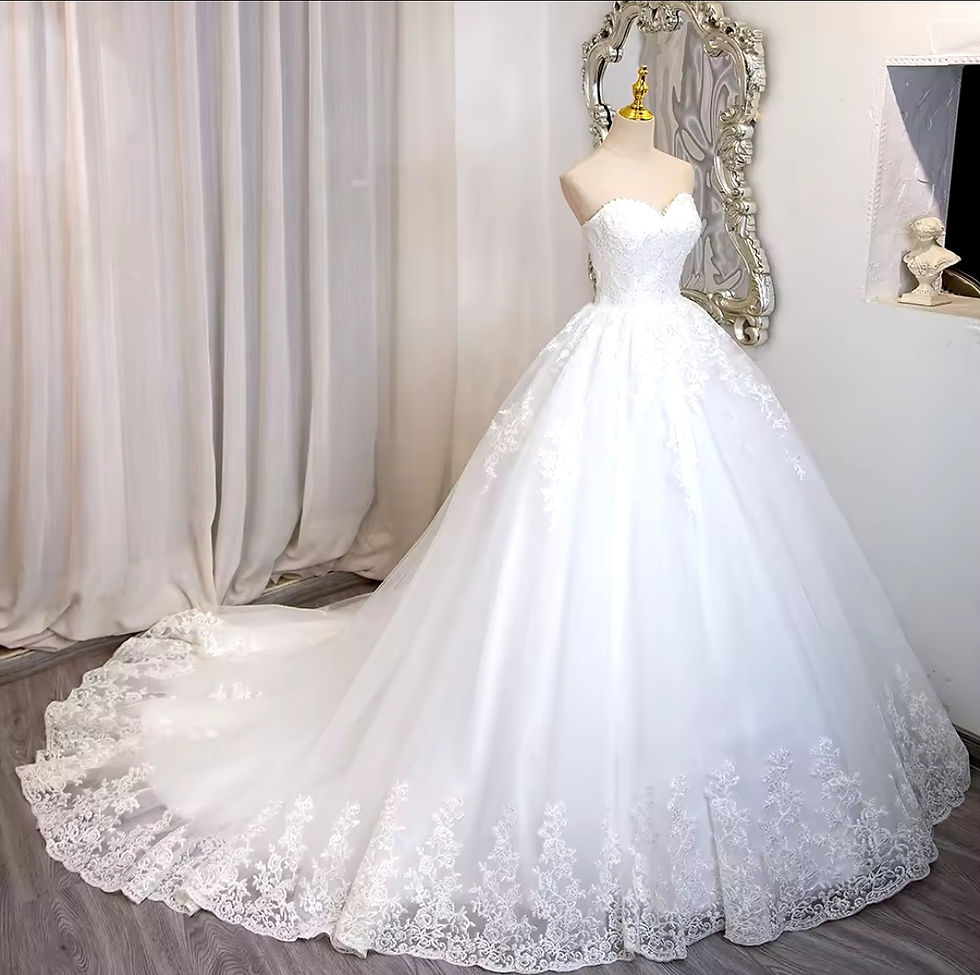 Thumbnail: Luxury Strapless Bridal Lace A Line Sweetheart Ball Gown Wedding Dresses MD846