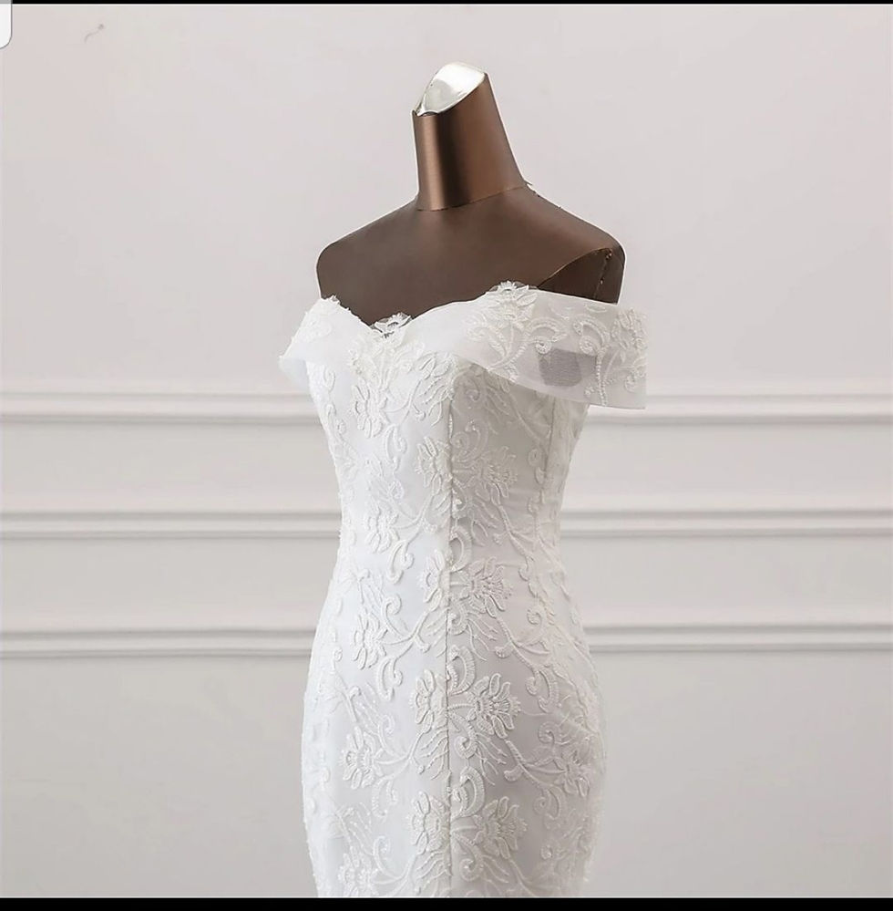 Thumbnail: Simple Mermaid Lace Off Shoulder Beach wedding Bridal Dress MD142