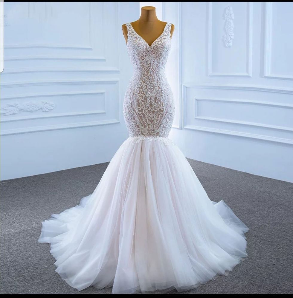 Beautiful Lace V Neck Bridal Mermaid Sleeveless Boho Wedding Dresses MD717