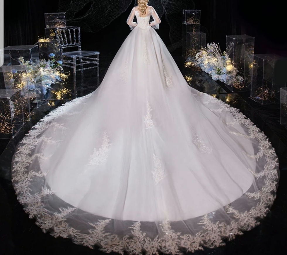 Thumbnail: Charming Beaded Lace Long Sleeve High  Neck A Line Wedding Dresses  MD018