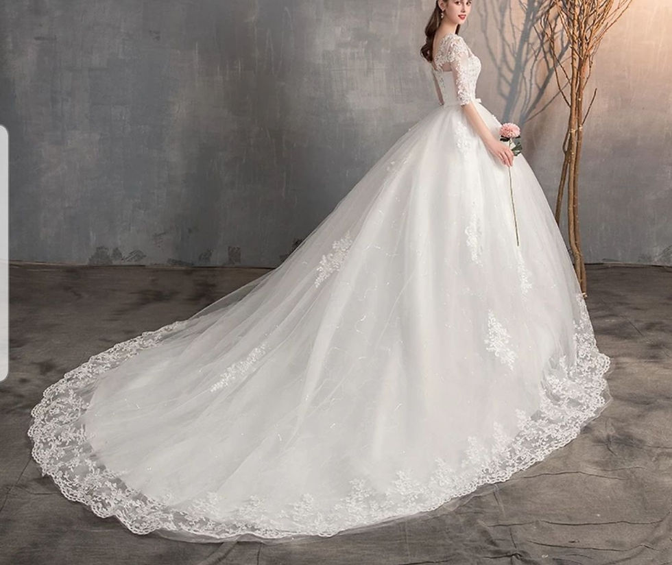 Thumbnail: Charming Plus Size Half Sleeve Lace A Line V Neck Wedding Dresses MD029