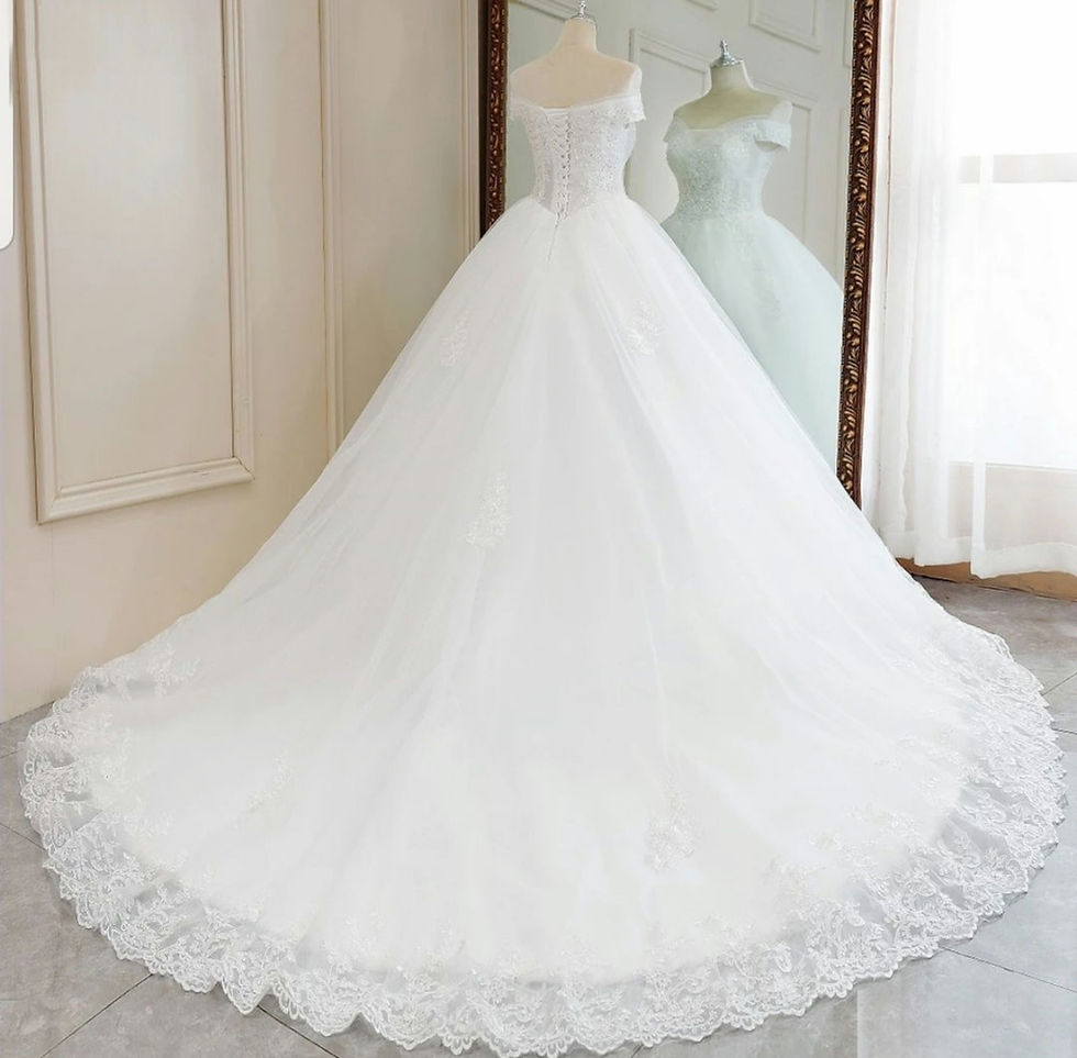 Thumbnail: Beautiful Short Sleeve Beaded Lace Off shoulder A Line  Wedding Dresses MD600