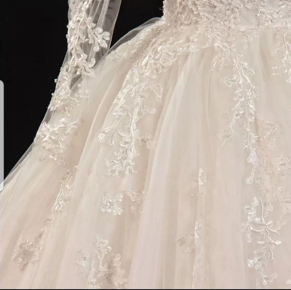 Thumbnail: Luxury Beaded Lace Long Sleeve Ball Gown Wedding Dress MD506