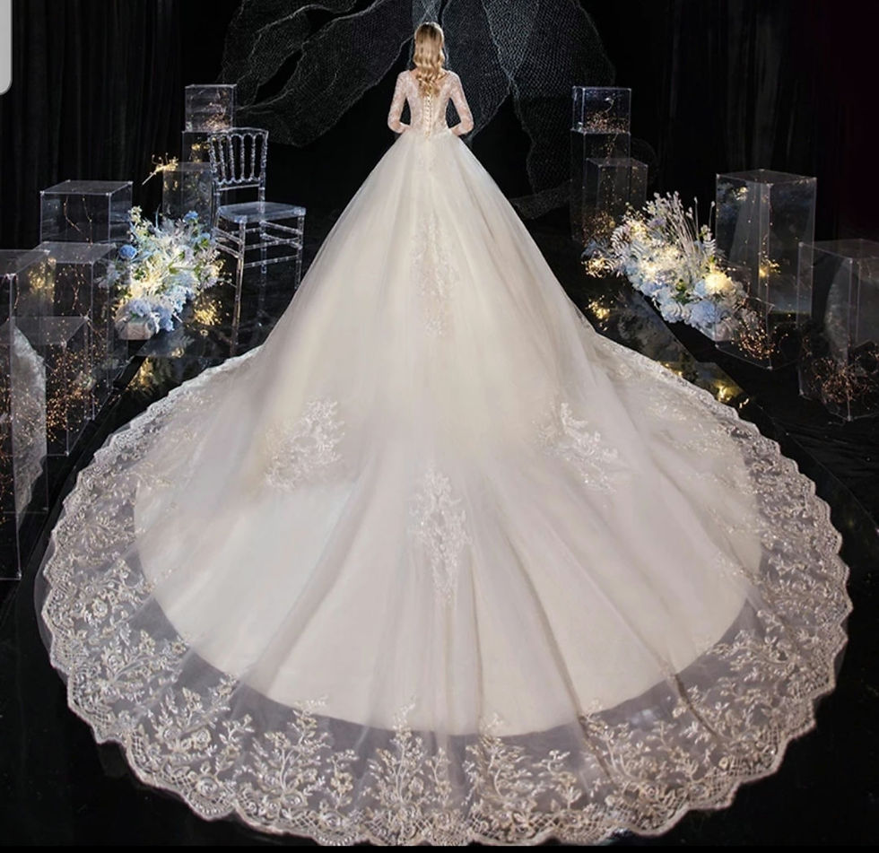 Thumbnail: Gorgeous 3/4 Sleeve Bridal Gown A Line Sheer Back Plus Size Wedding Dress MD748