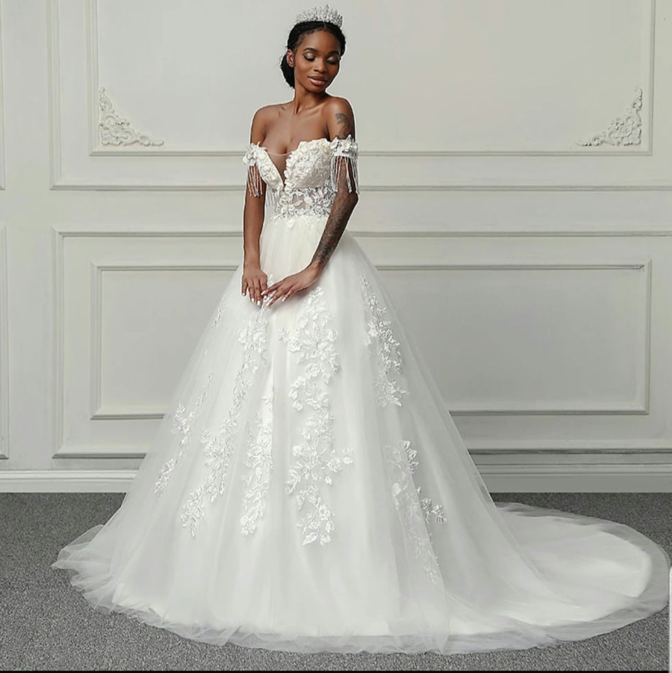 Thumbnail: Sexy Off Shoulder Lace A Line Wedding Dresses Sleeveless Cheap Bridal Gown MD841