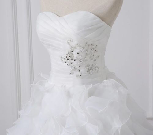 Thumbnail: Plus Size Sweetheart Organza Ruffle wedding Bridal Dress MD122