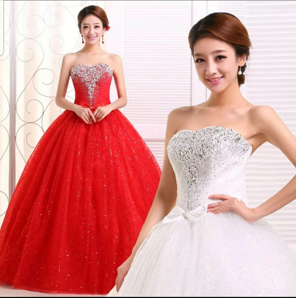 Cheap Plus Size Red Lace A Line Sequins Strapless Wedding Dresses MD469