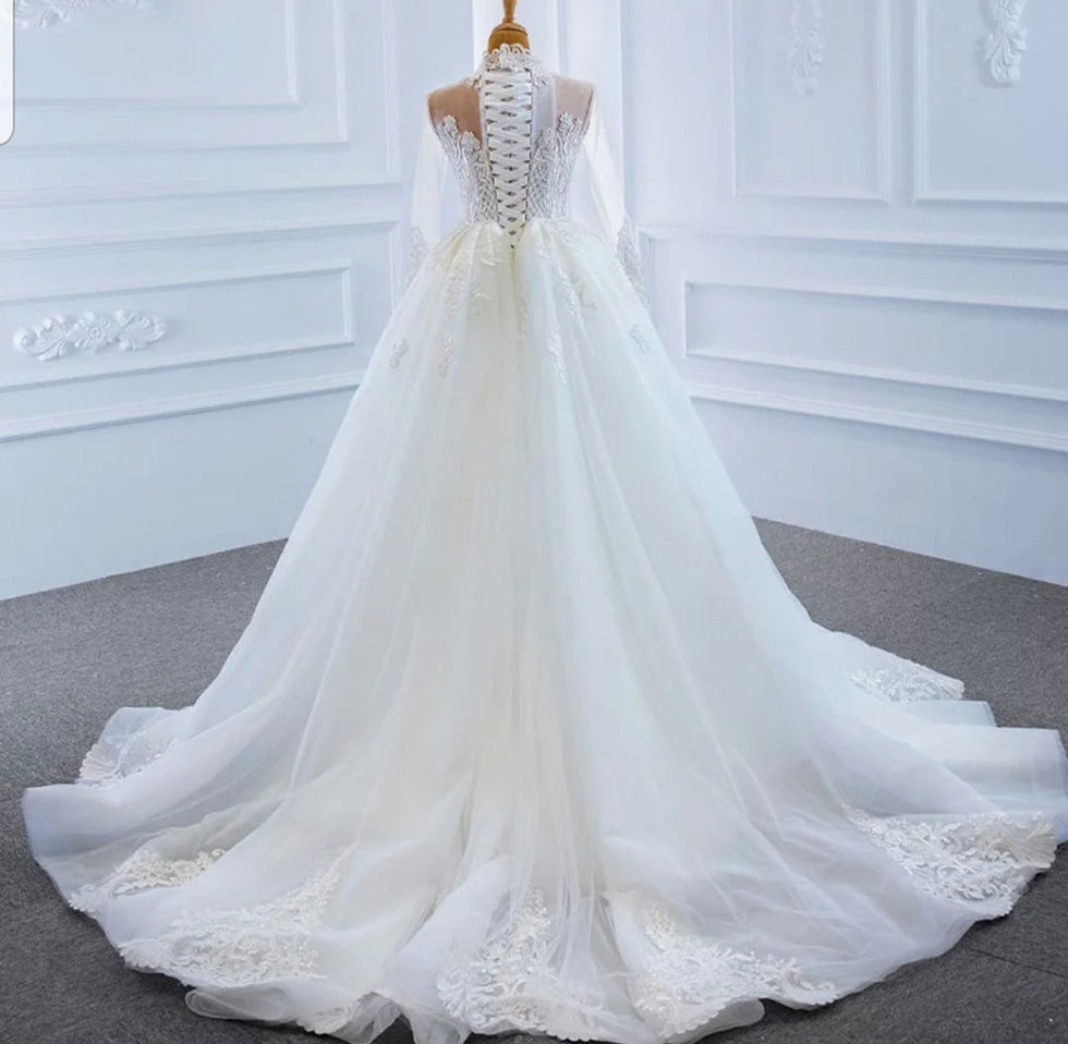 Thumbnail: Luxury Jewel Neckline Mermaid Detachable Train Muslim Wedding Dresses MD075