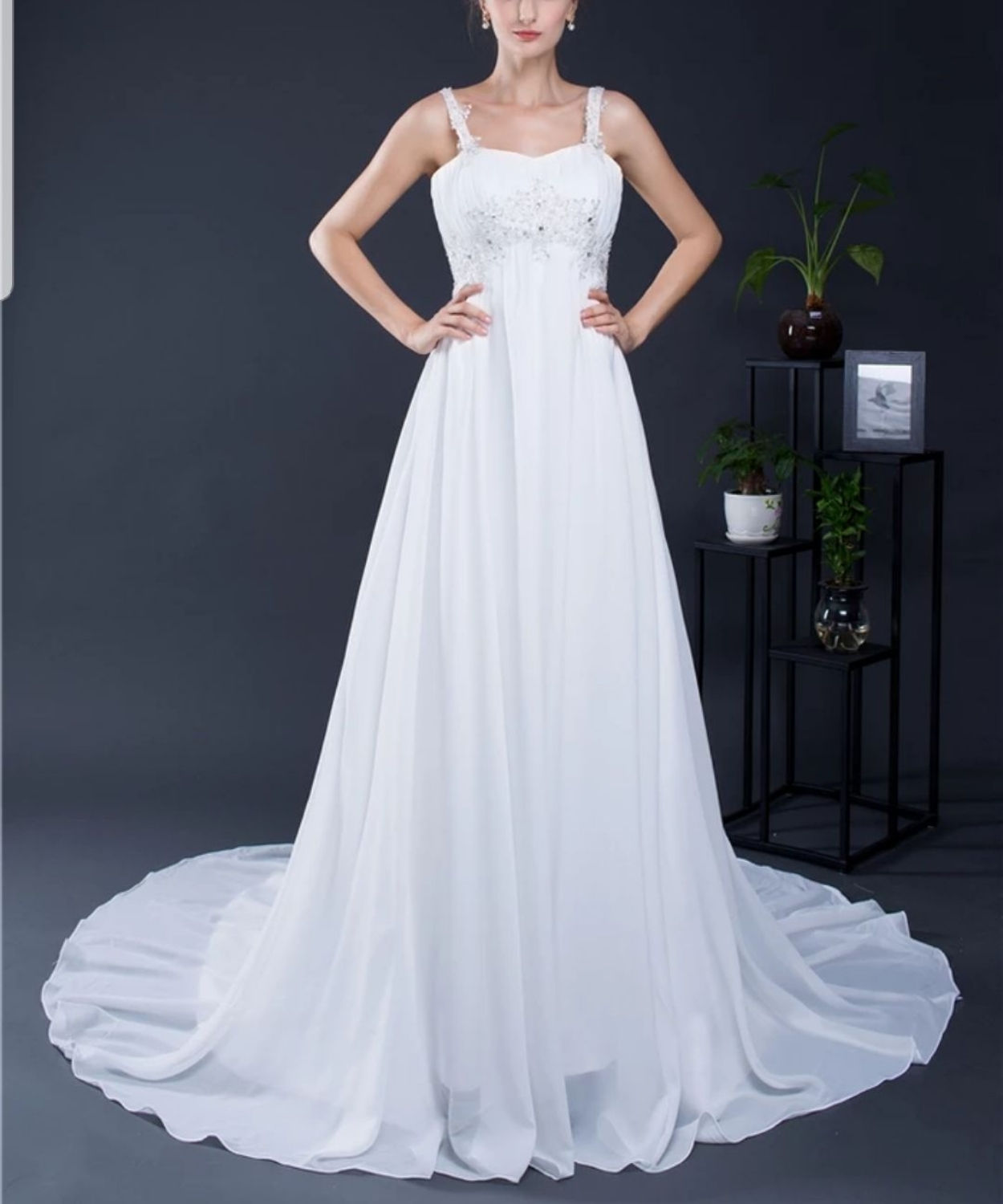 Simple Plus Size Bridal Gown Chiffon Beach Wedding Dress MD124