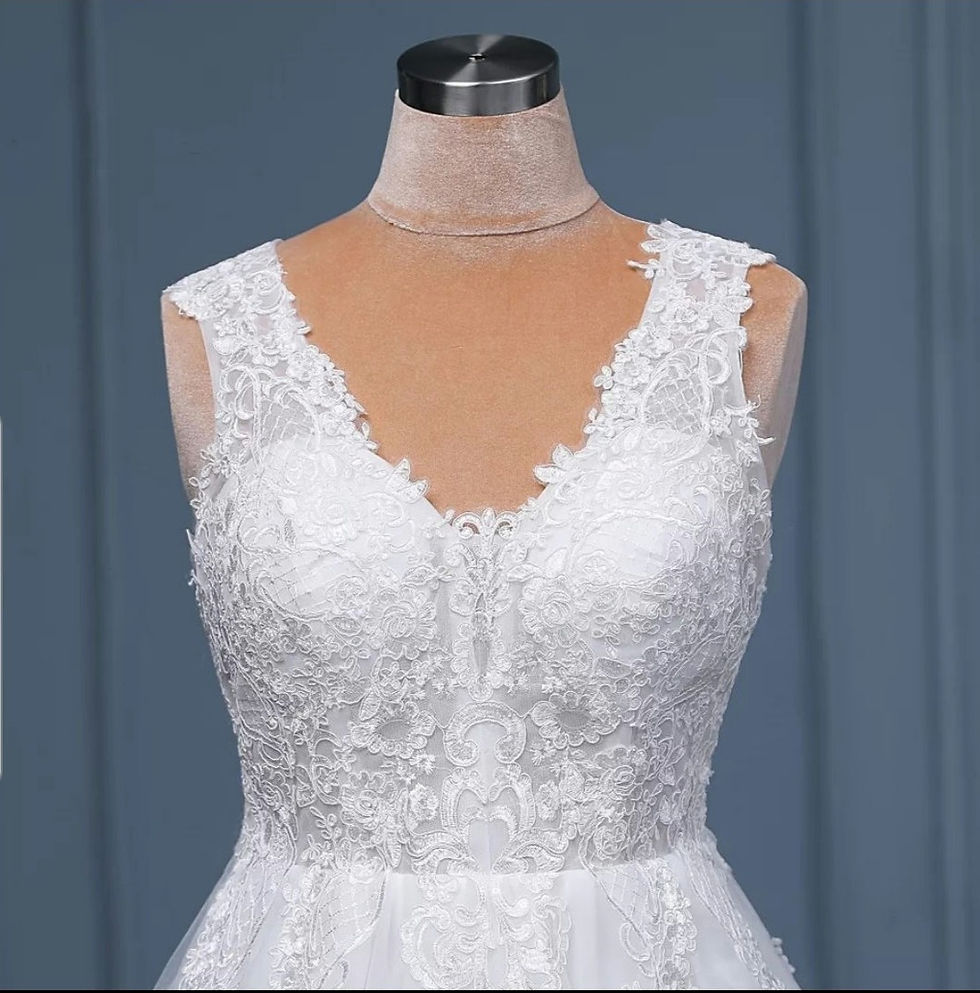 Thumbnail: Simple Sleeveless V Neck Beach Bridal Gown Lace A Line Wedding Dresses MD820