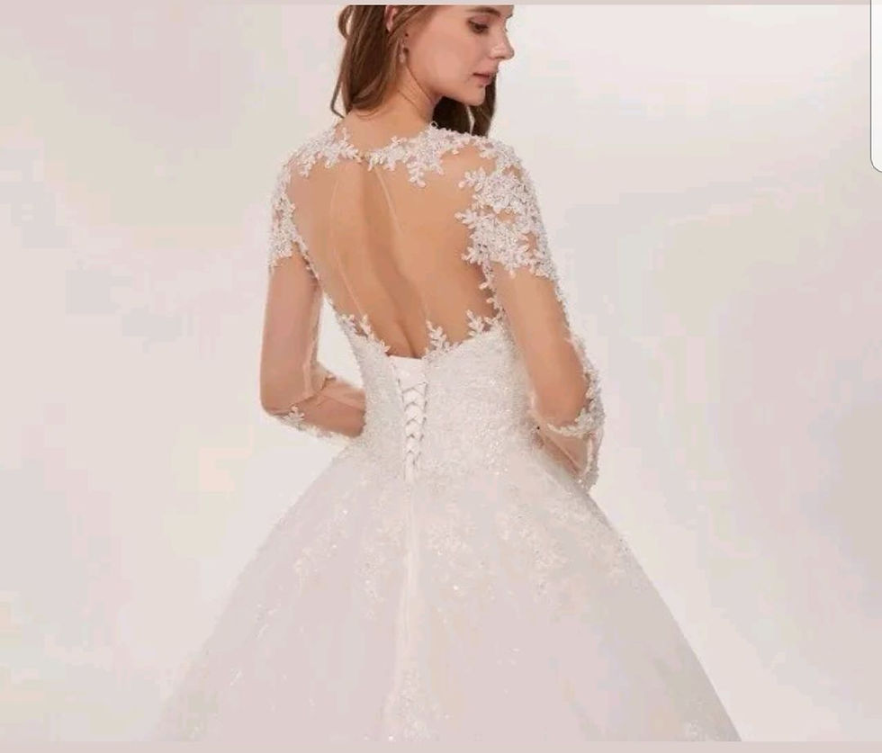 Thumbnail: Beautiful Beaded Long Sleeve Lace Up Back A-line Wedding dress MD292