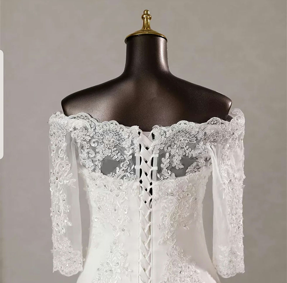 Thumbnail: Beautiful Off Shoulder Lace Long sleeve Mermaid wedding Bridal Dress MD120
