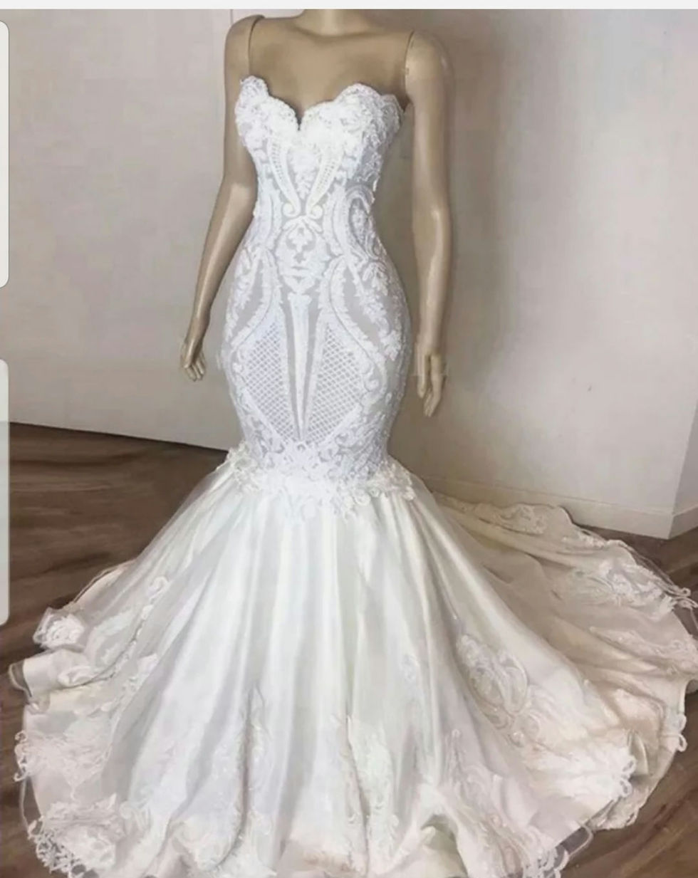 Charming Sweetheart Lace Strapless Corset Back Mermaid Wedding Dress MD620