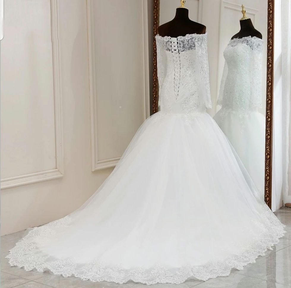 Thumbnail: Gorgeous Long Sleeve Mermaid Lace Off Shoulder Wedding Dress MD297 