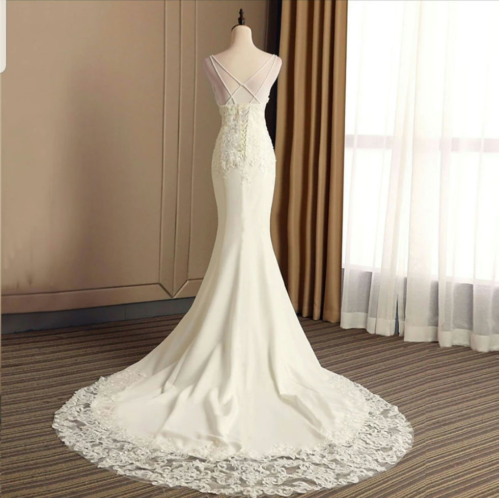 Thumbnail: Charming Mermaid Lace Spaghetti Straps Bridal Gown Beach Wedding Dress MD190
