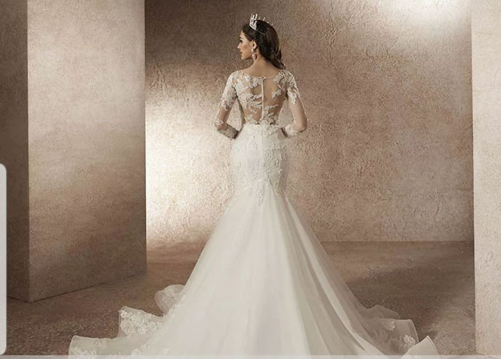 Thumbnail: Charming Mermaid Long Sleeve Lace Applique wedding Bridal Dress MD125