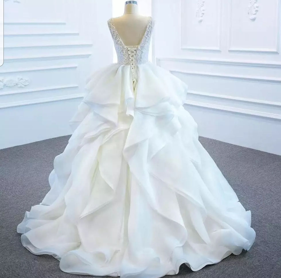 Thumbnail: Luxury Beaded Ruffles Sleeveless A Line Lace up Wedding Dresses MD571