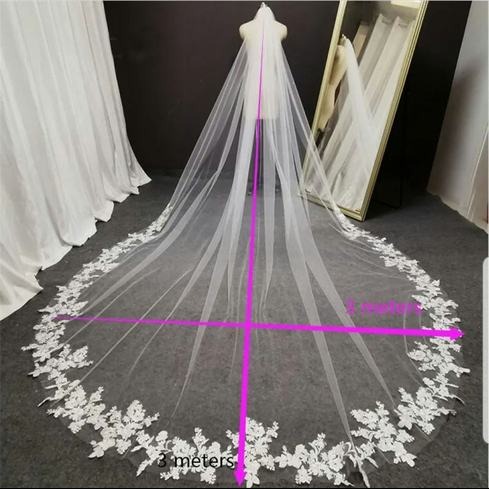Thumbnail: UK 3x3M Sequins Lace Edge Bridal veil 1 Tier Cathedral Length Wedding Veil MD844