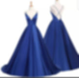 Sexy Royal Blue Satin A Line Long Party Evening Gown Prom Dresses MD417