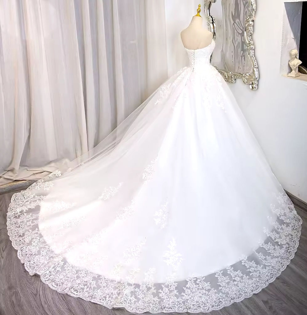 Thumbnail: Luxury Strapless Bridal Lace A Line Sweetheart Ball Gown Wedding Dresses MD846