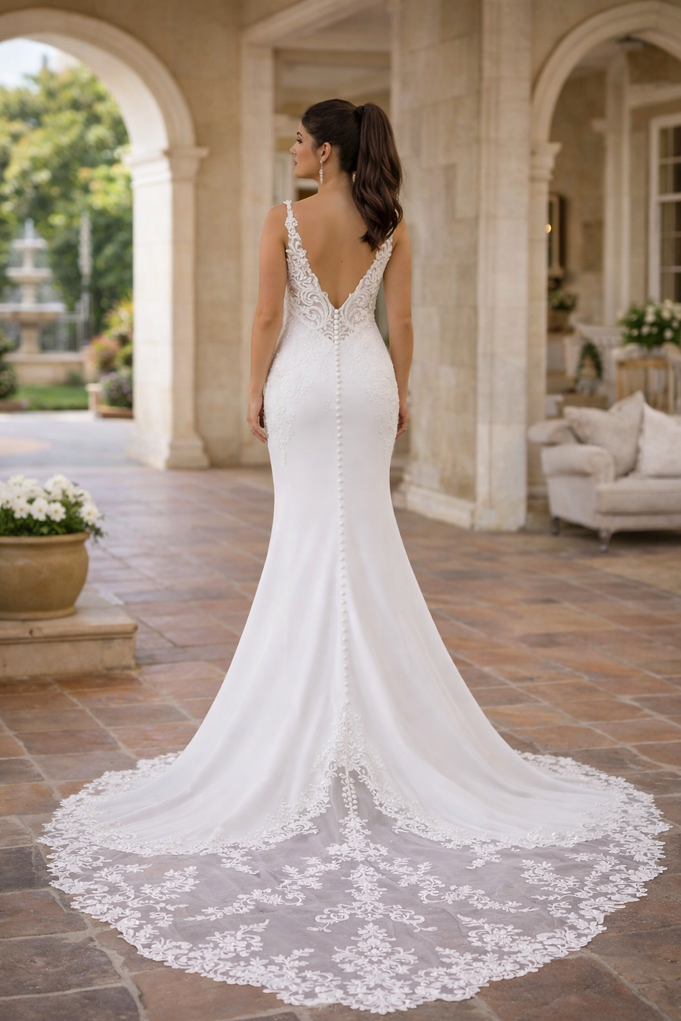 Thumbnail: Sexy Spaghetti Straps lace Soft satin Mermaid Beach Wedding Dresses MD716