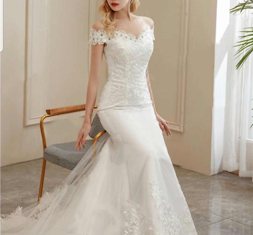 Thumbnail: Charming Short Sleeve Lace Mermaid Off Shoulder Beach Wedding Dresses MD016