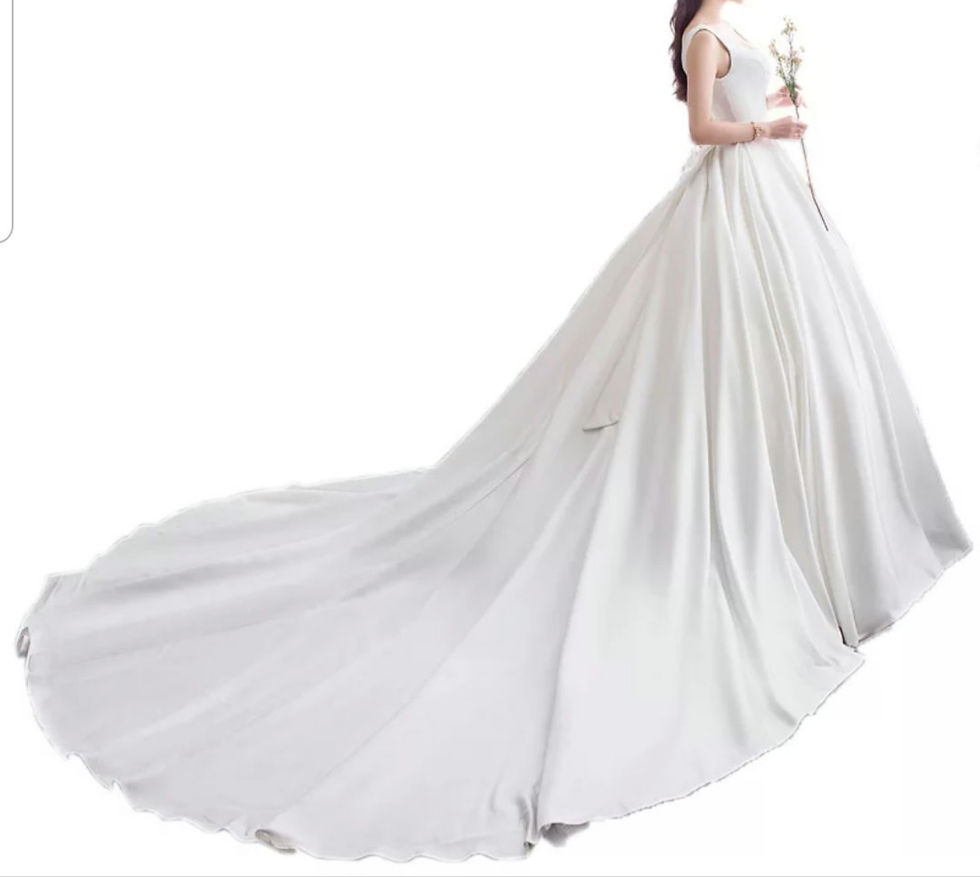 Thumbnail: Simple Bridal Satin Sleeveless A Line Corset Wedding Bridal Dress MD128