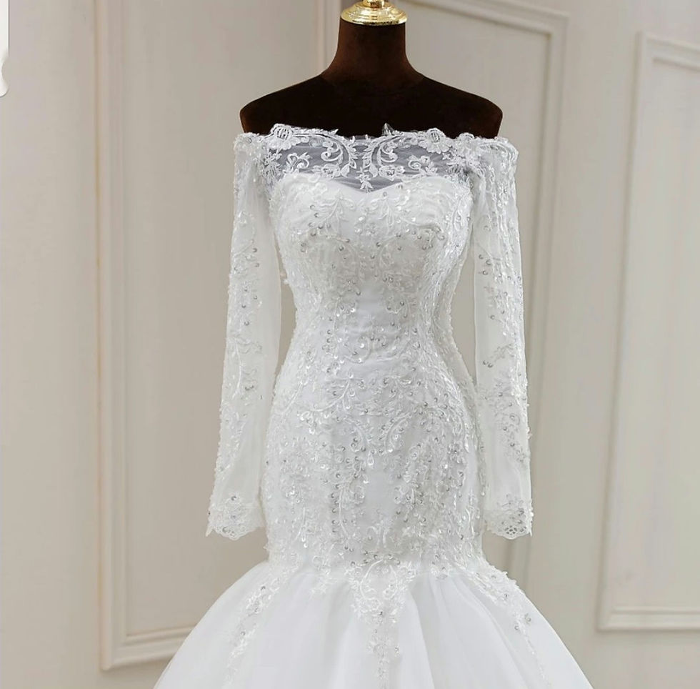Thumbnail: Gorgeous Long Sleeve Mermaid Lace Off Shoulder Wedding Dress MD297 