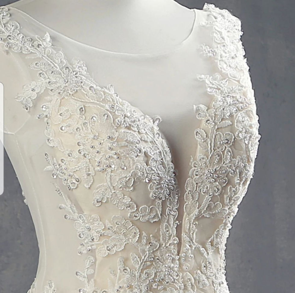Thumbnail: Sleeveless Gorgeous Lace Mermaid  Sleeveless Champagne Wedding Dresses MD301
