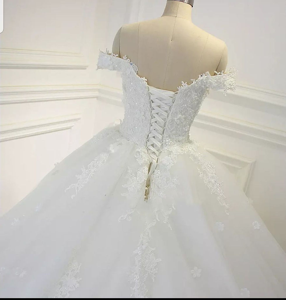 Thumbnail: Charming Off Shoulder 3D Flower Lace tulle A Line Wedding Dresses MD576