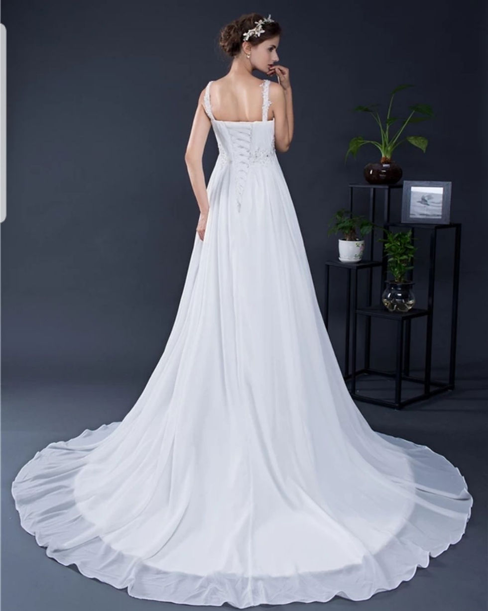 Thumbnail: Simple Plus Size Bridal Gown Chiffon Beach Wedding Dress MD124